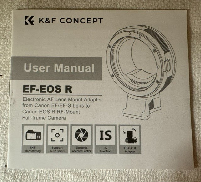 K&F CONCEPT EF to EOS R Adapter Auto Focus EF-S Lens RF EF-EOS R, black