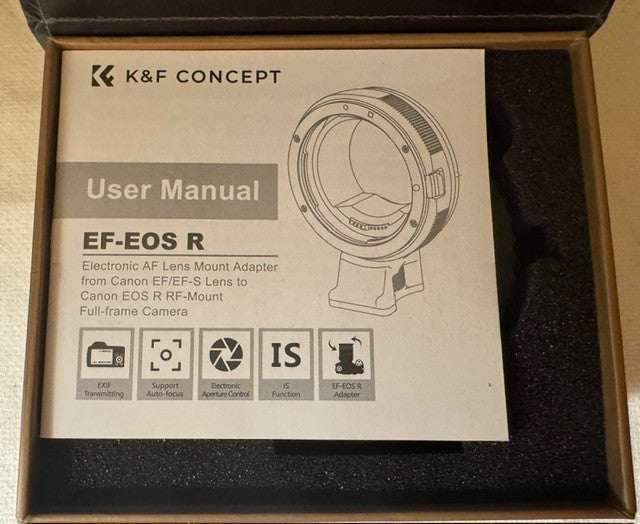K&F CONCEPT EF to EOS R Adapter Auto Focus EF-S Lens RF EF-EOS R, black