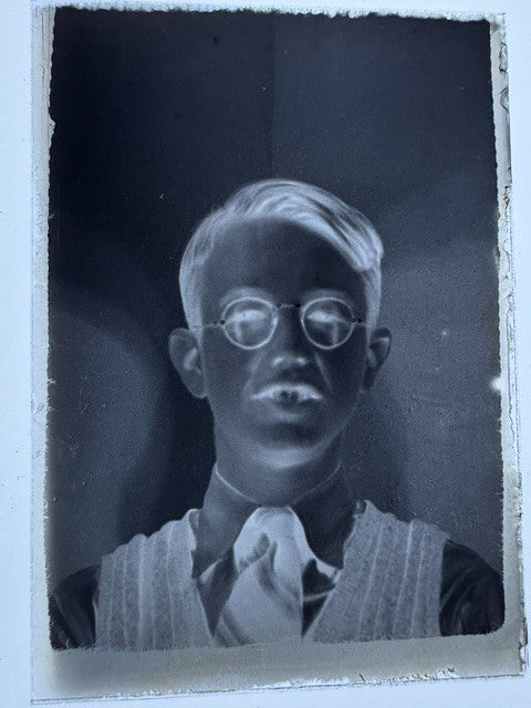 Seven vintage glass plate negatives
