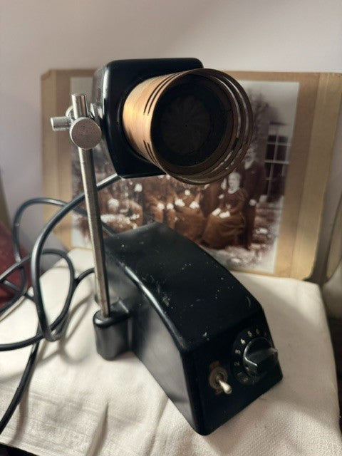 stunning retro microscope adjustable light source, 1960s, Good lamp