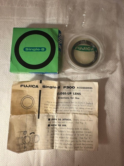 Fujica Single-8 P-300 Close-Up Lens 41mm — Original Box & Case, Made in Japan