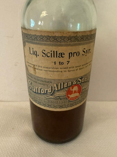 Vintage Pharmacy Bottle — Stafford Allen & Sons Ltd, Liquid Scillae Extract