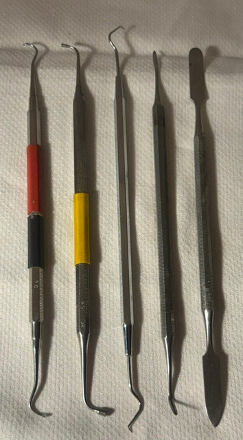 Five Vintage Dental Tools — Two by Ash of England
