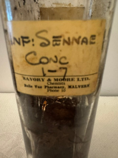 Vintage Savory & Moore Ltd Chemist Bottle — Infusion of Senna, Malvern