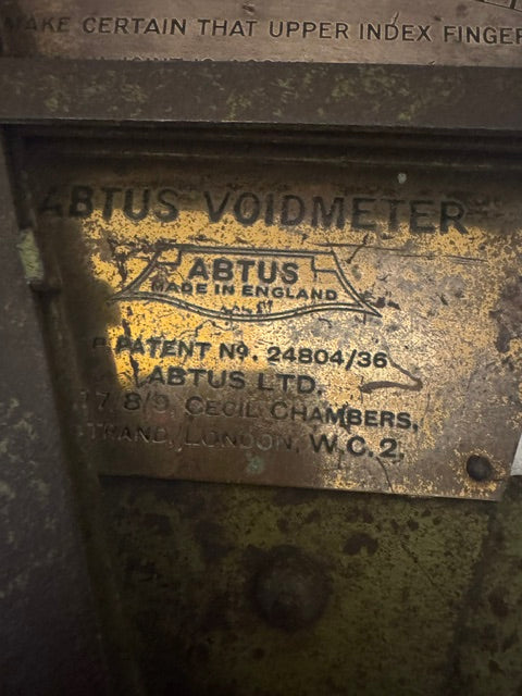 Abtus Voidmeter Railway Track Inspection Gauge c.1936 — Brass & Cast Iron, Patented
