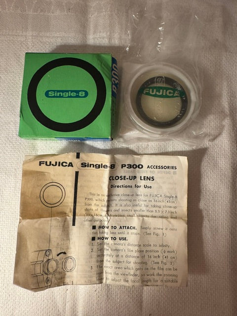 Fujica Single-8 P-300 Close-Up Lens 41mm — Original Box & Case, Made in Japan