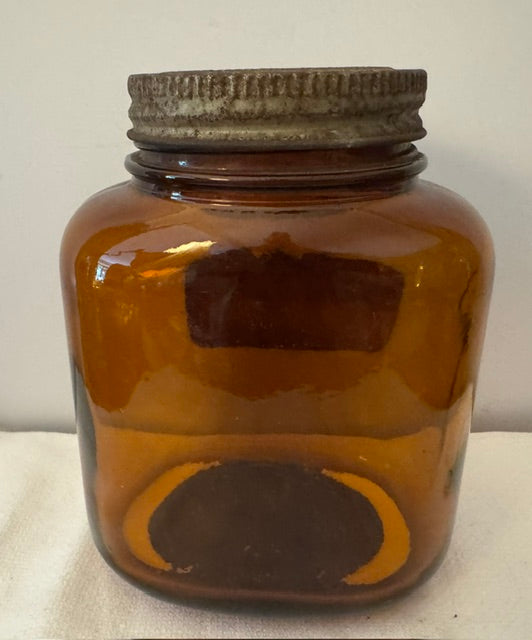 Vintage Amber Glass Chemist's Bottle — 'Sodii Benzoas B.P.', Wright, Layman & Umney Ltd, Original Label & Lid