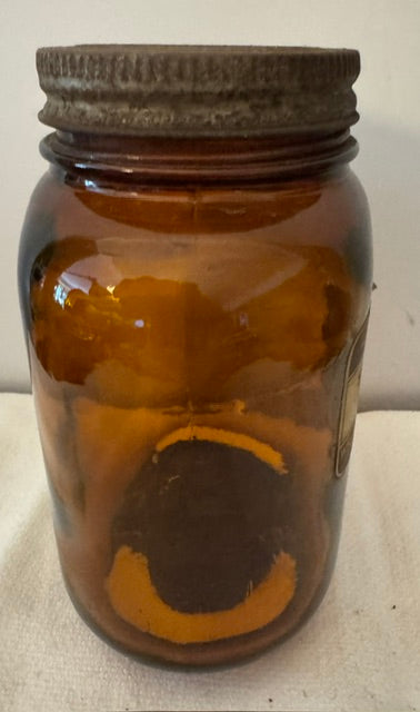 Vintage Amber Glass Chemist's Bottle — 'Sodii Benzoas B.P.', Wright, Layman & Umney Ltd, Original Label & Lid