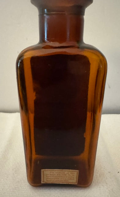 Vintage Amber Glass Chemist's Bottle — 'Ammonium Bromide' Tablets, Parke Davis & Co., Original Label