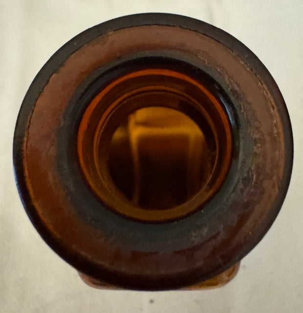 Vintage Amber Glass Chemist's Bottle — 'Ammonium Bromide' Tablets, Parke Davis & Co., Original Label