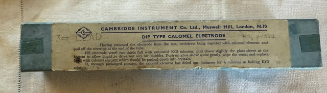 Cambridge Instrument Co Dip-Type Calomel Electrode — Unused, Original Box, Vintage Laboratory