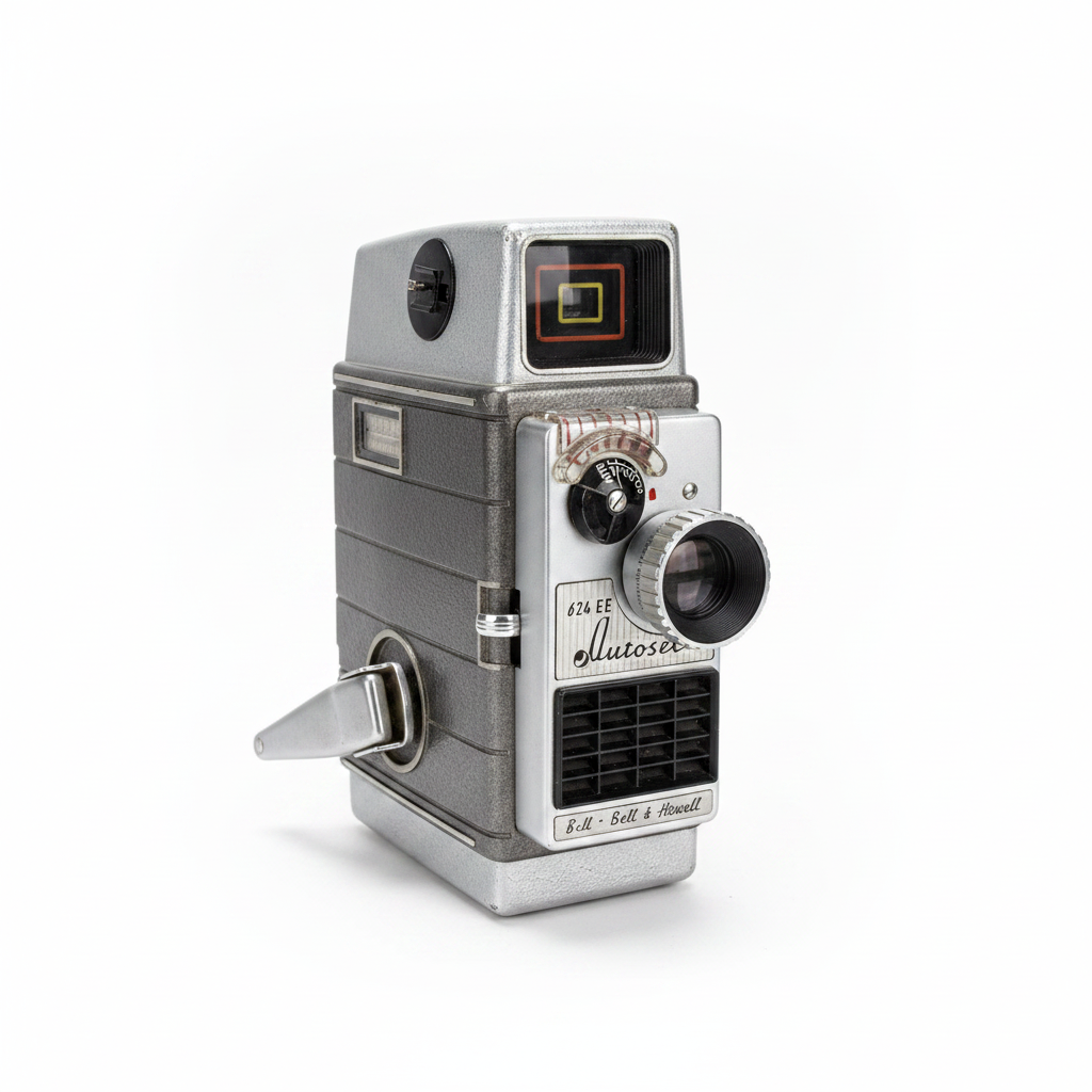 Vintage Bell and Howell 624EE on white background