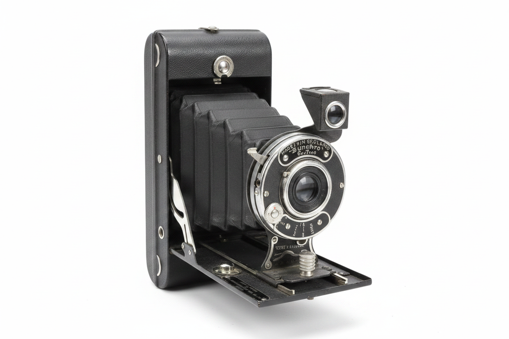 Vintage Folding Bellows Camera - White Background